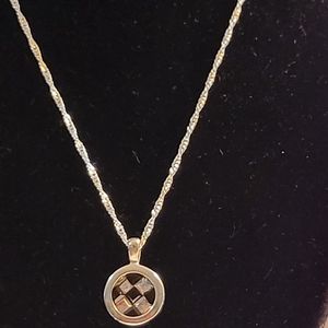 Beautiful Sterling Silver black Onyx/Crystal Pendant on a Sterling Silver chain